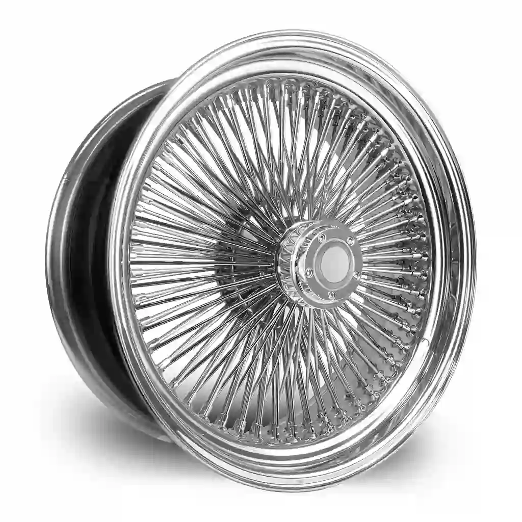 Left view:Spoke wire wheels 17 18 20 22 24 inch Pcd114.3 127 139.7mm chrome rims for Impala and other vintage vehicles